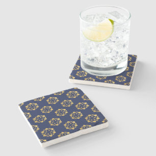 Dessous-de-verre En Pierre Minuit Gold : Motif géométrique de luxe sur Deep B