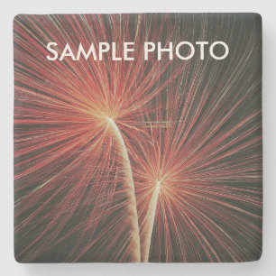 Dessous-de-verre En Pierre Modèle de fête de photo personnalisée de feux d'ar
