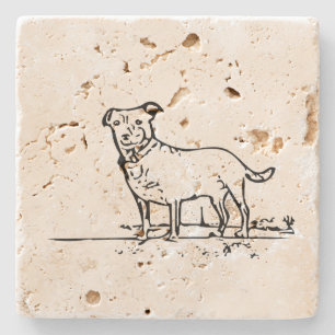 Dessous-de-verre En Pierre Modèle de petit chien clair 