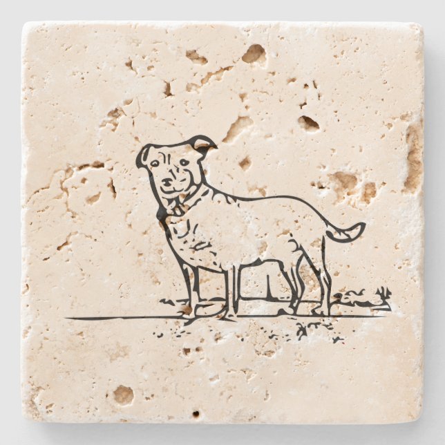 Dessous-de-verre En Pierre Modèle de petit chien clair  (Devant)