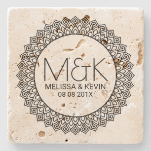 Dessous-de-verre En Pierre Modèle de texte du Mariage du cadre circulaire d'o