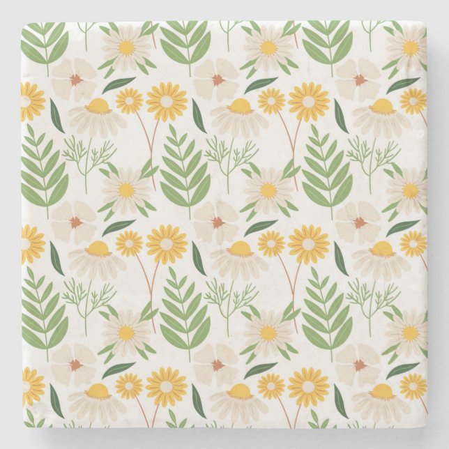 Dessous-de-verre En Pierre Modèle floral (Devant)