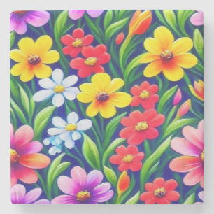 Dessous-de-verre En Pierre Modèle floral coloré