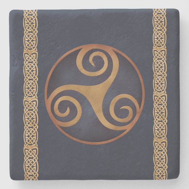 Dessous-de-verre En Pierre Modèle personnalisé Celtic Triskelion (bleu) (Devant)