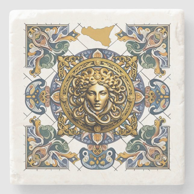 Dessous-de-verre En Pierre Modèle sicilien de Sicile (Devant)