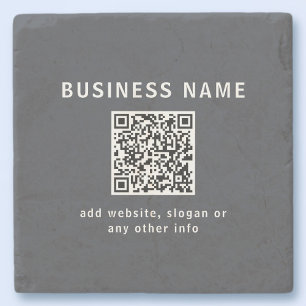 Dessous-de-verre En Pierre Modèle simple pour votre code QR   Gris foncé