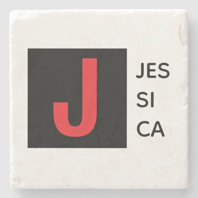 Dessous-de-verre En Pierre Modern Elegant Plain Professional Name Monogram (Devant)