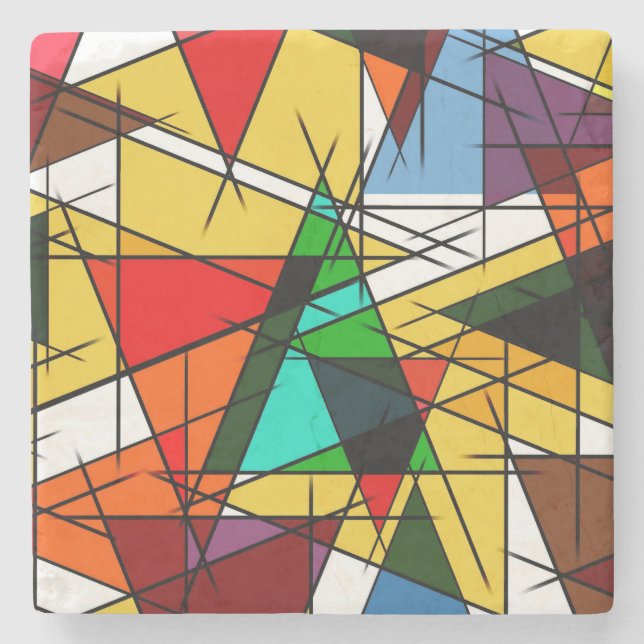 Dessous-de-verre En Pierre Modern Triangle Colorful Geometric  (Devant)