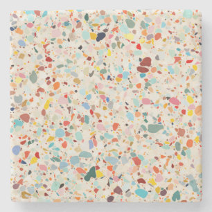 Dessous-de-verre En Pierre Moderne coloré Pastel Terrazzo Motif