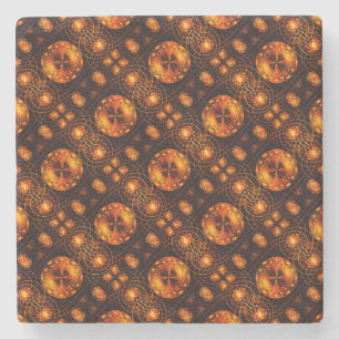 Dessous-de-verre En Pierre Moderne Élégant Bohème Doré Motif d'Art Abstrait #