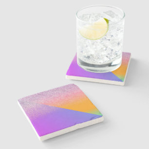 Dessous-de-verre En Pierre Moderne Géométrique Ombre Triangle Paillettes Deux