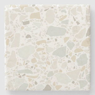 Dessous-de-verre En Pierre Moderne Simple Terrazzo Carrelage blanc