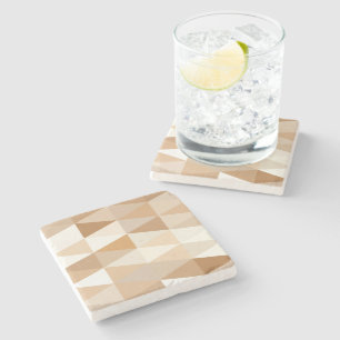 Dessous-de-verre En Pierre Moderne Taupe Gris Ivoire Brun Motif Triangulaire