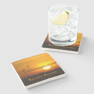 Dessous-de-verre En Pierre Moments romantiques Grues au lever du soleil photo