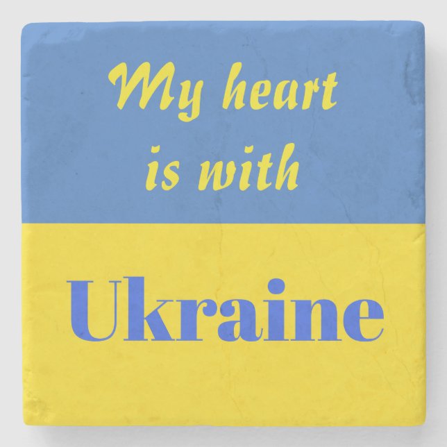 Dessous-de-verre En Pierre Mon coeur est avec l'Ukraine (Devant)