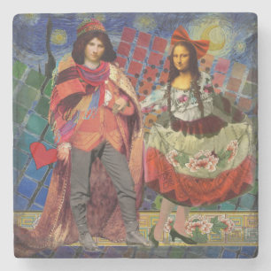 Dessous-de-verre En Pierre Mona Lisa Romantique Drôle Coloré Travail d'art