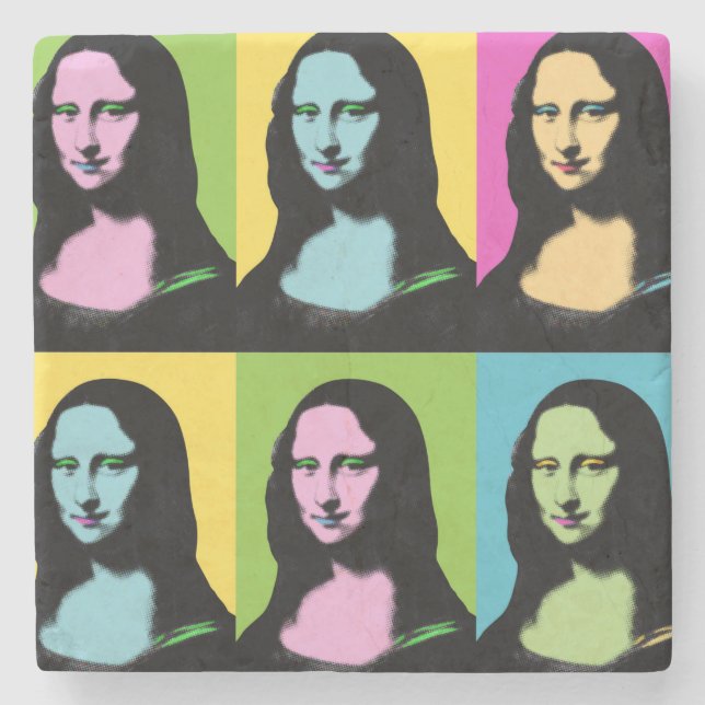 Dessous-de-verre En Pierre Mona Lisa - Style Pop Art (Devant)