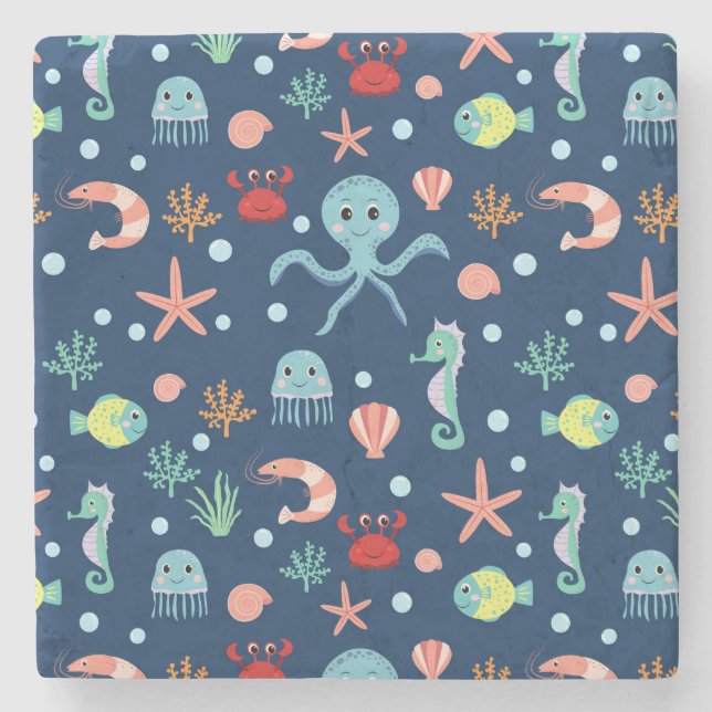 Dessous-de-verre En Pierre Monde marin (Devant)