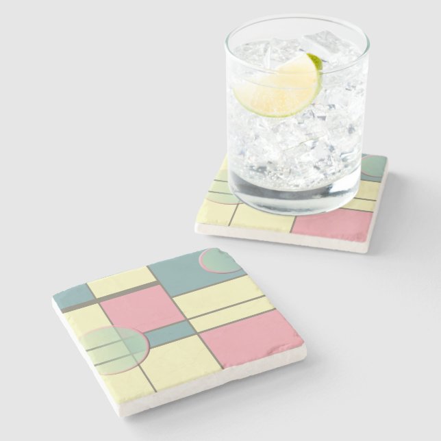 Dessous-de-verre En Pierre Mondrian & Pastel (Côté)
