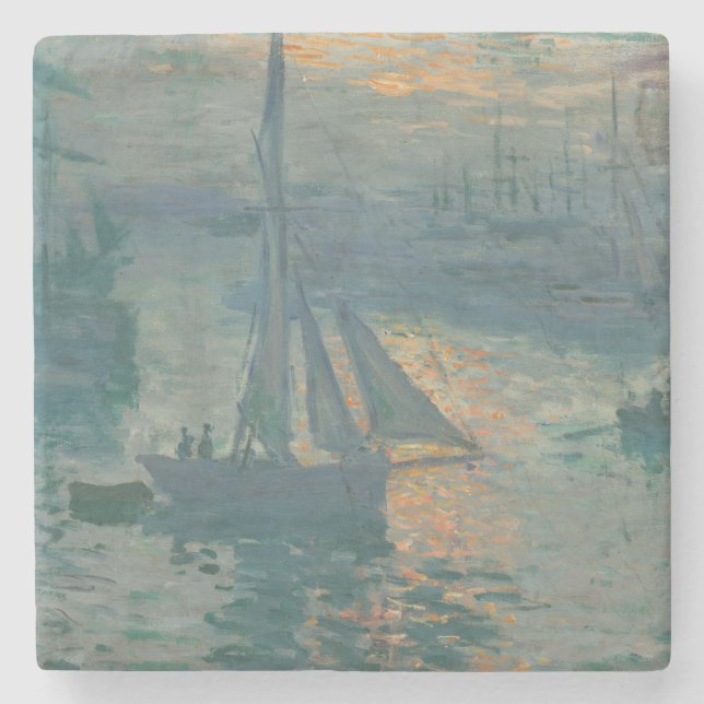 Dessous-de-verre En Pierre Monet Sunrise Marine Impressionnisme peinture (Devant)