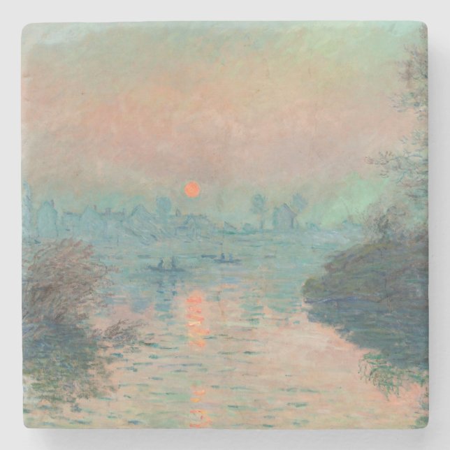Dessous-de-verre En Pierre Monet Sunset Seine Beaux-Art Impressionnisme (Devant)