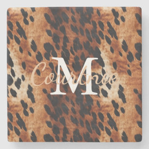 Dessous-de-verre En Pierre Monogramme Brown de vache