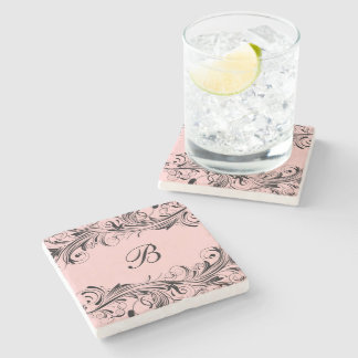 Dessous-de-verre En Pierre Monogramme Cavaliers pour boissons florales initia