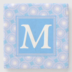 Dessous-de-verre En Pierre Monogramme Cercles bleu électrique motif