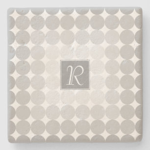 Dessous-de-verre En Pierre Monogramme Cercles Gris Moderne