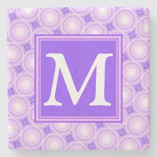 Dessous-de-verre En Pierre Monogramme cercles violets motif