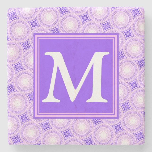 Dessous-de-verre En Pierre Monogramme cercles violets motif (Devant)