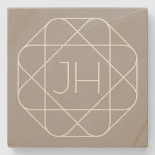Dessous-de-verre En Pierre Monogramme Cool, Style de Logo Hip Vibe Gris & B