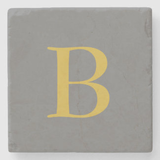 Dessous-de-verre En Pierre Monogramme couleur or gris moderne Ajouter un nom