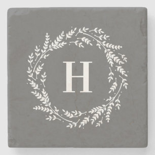 Dessous-de-verre En Pierre Monogramme de couronne rustique