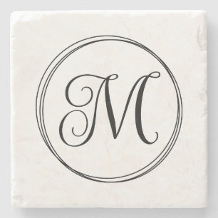 Dessous-de-verre En Pierre Monogramme de script bouclé rond