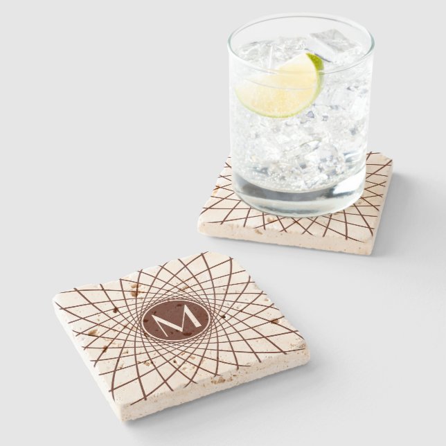 Dessous-de-verre En Pierre Monogramme de Spirograph personnalisé (Côté)