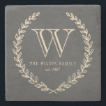 Dessous-de-verre En Pierre Monogramme de tableau<br><div class="desc">Conception monogramme style tableau noir et ivoire par Shelby Allison.</div>