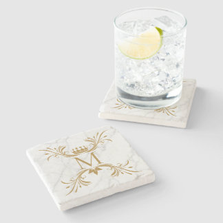 Dessous-de-verre En Pierre Monogramme doré personnalisé