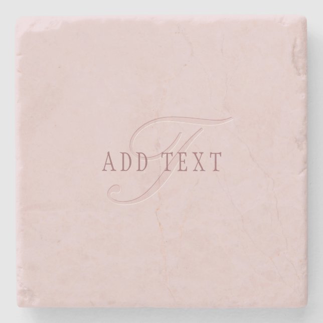 Dessous-de-verre En Pierre Monogramme élégant | Or Rose (Devant)