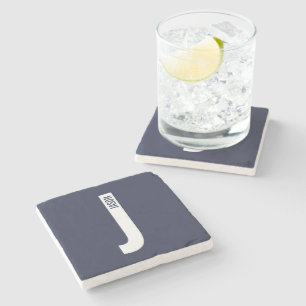 Dessous-de-verre En Pierre Monogramme et nom personnalisés modernes