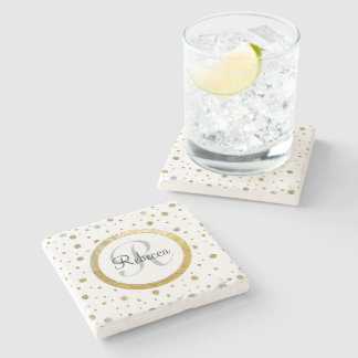 Dessous-de-verre En Pierre Monogramme Gold Confetti