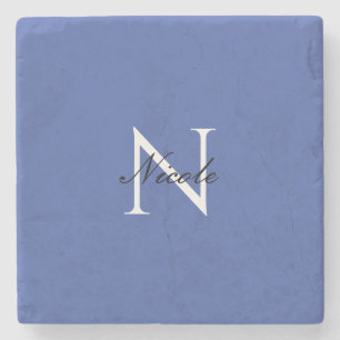 Dessous-de-verre En Pierre Monogramme initial manuscrit propre nom bleu