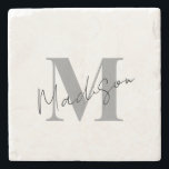Dessous-de-verre En Pierre Monogramme initial moderne minimal<br><div class="desc">Dessous de verre Monogramme initial minimal Moderne En Pierre. Créez votre propre dessous de verre personnalisé avec un nom initial personnalisé.</div>