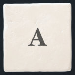 Dessous-de-verre En Pierre Monogramme Initial Simple Élégant Nom Personnalisé<br><div class="desc">Conçu avec modèle texte pour une initiale monogrammée que vous pouvez customiser!</div>
