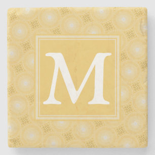 Dessous-de-verre En Pierre Monogramme jaune cercles motif