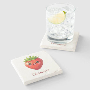 Dessous-de-verre En Pierre Monogramme jolie fraise kawaii