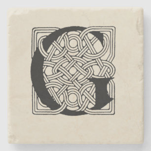 Dessous-de-verre En Pierre Monogramme lettre G Impression vintage nœud celtiq