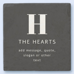 Dessous-de-verre En Pierre Monogramme moderne éditable Nom & Message   Noir