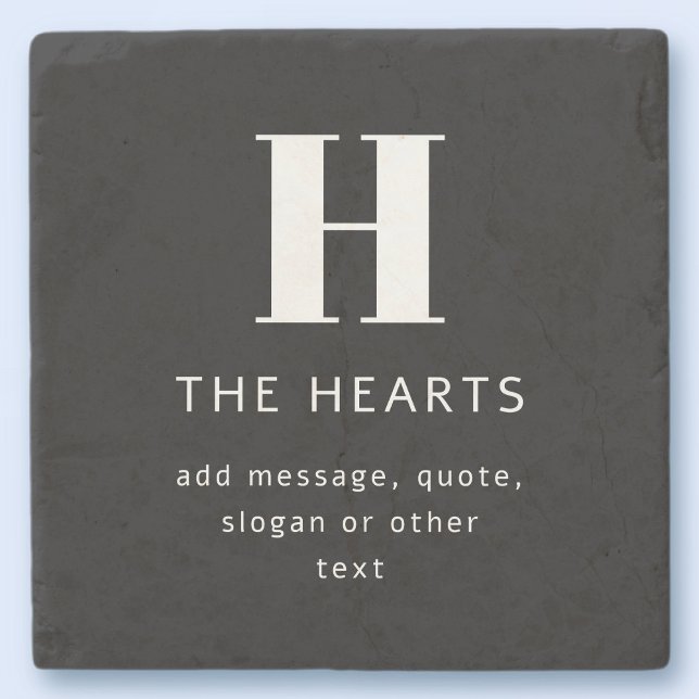 Dessous-de-verre En Pierre Monogramme Moderne Modifiable de Nom & Message | N (Créateur téléchargé)