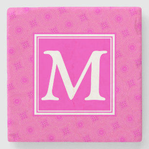 Dessous-de-verre En Pierre Monogramme motif rose chaud cercles